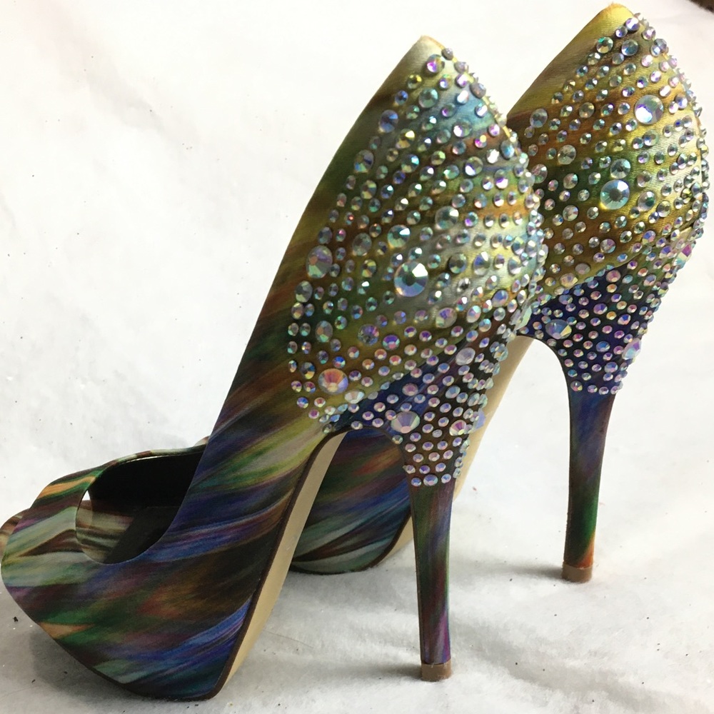 ALDO Rhinestone Open Toe Platform Stilettos π - Picture 5 of 6